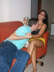 Hot homemade pics with blonde GF doing a blowjob
